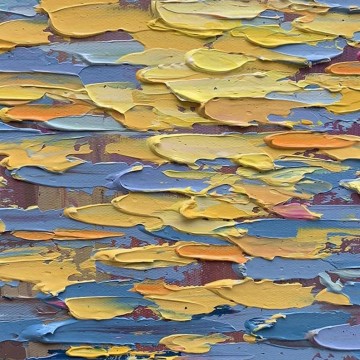 landscape Painting - Sunrise Ocean Coastal Sea Landscape by Palette Knife detail beach art wall decor seashore texture